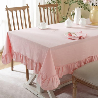 Cotton Linen Solid Color Tablecloth Farmhouse Dining Pink Tables Cover, Soft Fabric Rectangle Table Cloths for Wedding Party Kitchen Picnic Tabletop,Pink,118X55 Inch