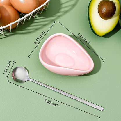 2-Piece Pink Ceramic Spoon Rest Set With Silvery Mini Coffee Spoons