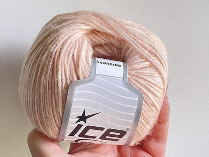 Pale Peach Leonardo Yarn - Merino Wool & Cotton Fine, Sport Weight 50 Grams (1.76 Ounces) 207 Yards
