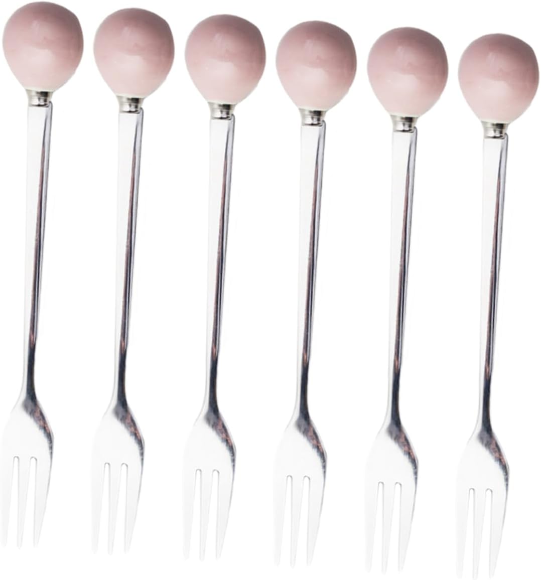6 Piece Mini Dessert Fork Set with Ceramic Handle and Stainless Steel