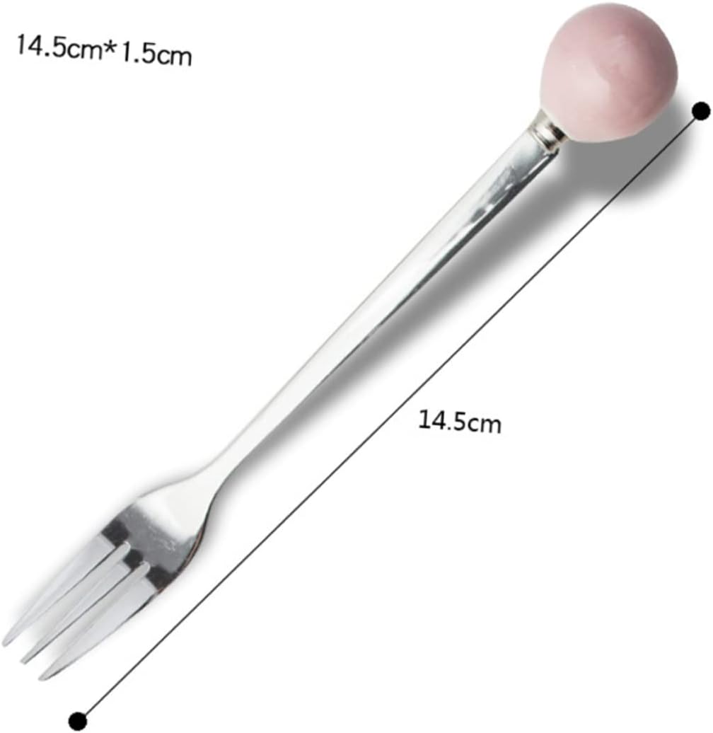 6 Piece Mini Dessert Fork Set with Ceramic Handle and Stainless Steel