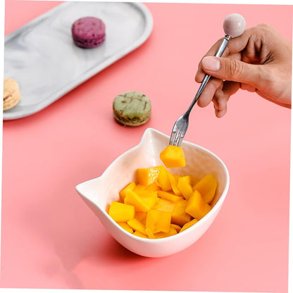 6 Piece Mini Dessert Fork Set with Ceramic Handle and Stainless Steel