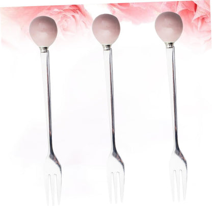 6 Piece Mini Dessert Fork Set with Ceramic Handle and Stainless Steel