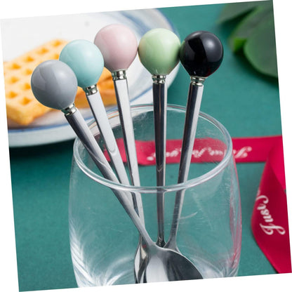 6 Piece Mini Dessert Fork Set with Ceramic Handle and Stainless Steel