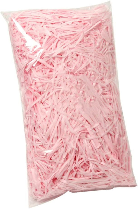 Raffia Paper Shreds, 100g Valentine's Day Shredded Paper for Gift Box, Crinkle Cut Paper Shred Filler for Gift Wrapping & Basket Filling(Light Pink)