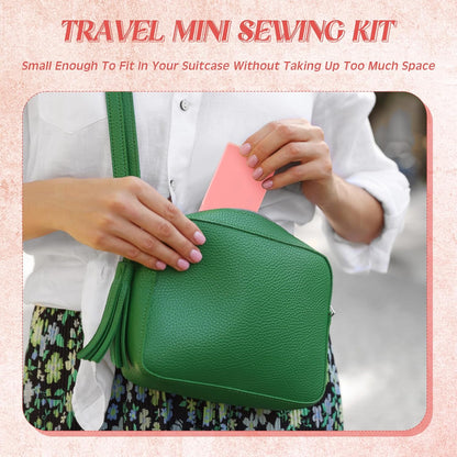 25 Boxes Mini Sewing Kit, Small Travel Kit with Scissor, Pink