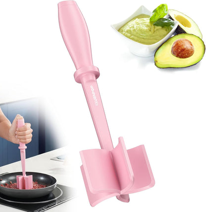 Upgrade Meat Chopper, Heat Resistant Meat Masher for Hamburger Meat, Ground Beef Smasher, Nylon Hamburger Chopper Utensil, Non Stick Mix and Chop, Potato Masher Tool