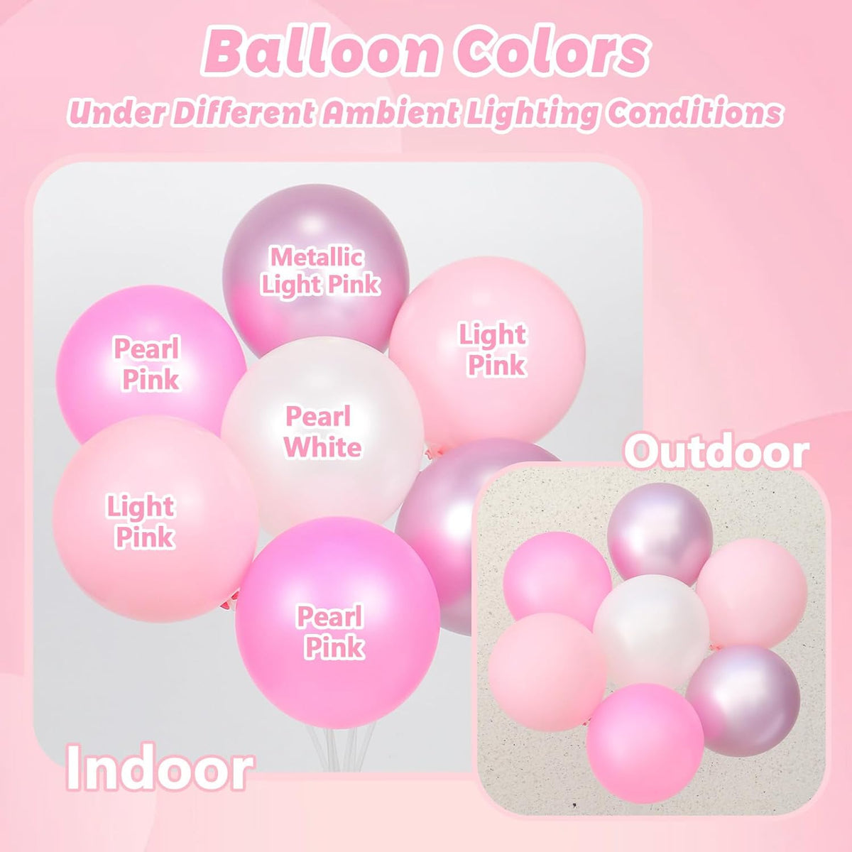 12inch Light Pink and White Balloons with Pearl Baby Pink Confetti Balloons