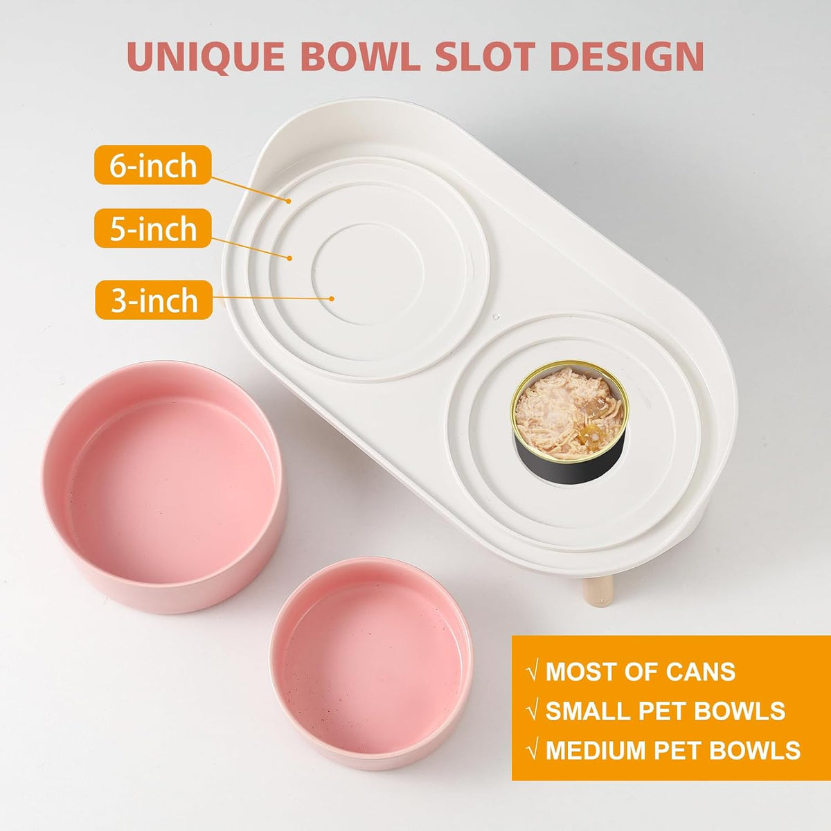 Elevated Ceramic Dog Bowl Set - Double Dog Feeding Bowls with Stand Splash Proof - Raised Dishes for Food and Water - Ideal for Small to Medium Dogs - 2 x 720 ml - 11.3 oz - Pink
