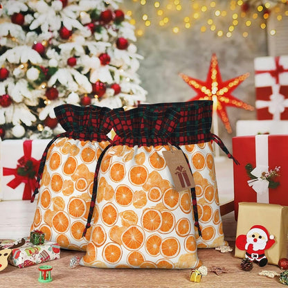Drawstring Gift Bags (Peach) Print Present Wrap Bags 4.7 x 6.9 inches Reusable Pouches Cloth Storage Bag for Christmas Wedding Birthday Parties Anniversary Supplies