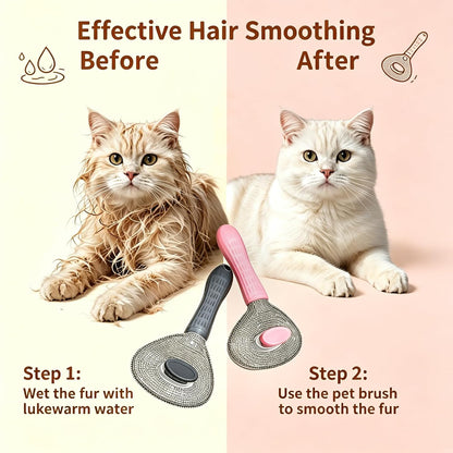 Diamond Rhinestone Cat Hair Brush Deshedding Brush Dog Hair Remover Tool Stainless Steel Comb Slicker Brush with Release Button for Dog Cat Rabbit Shedding Pets Grooming (Pink)