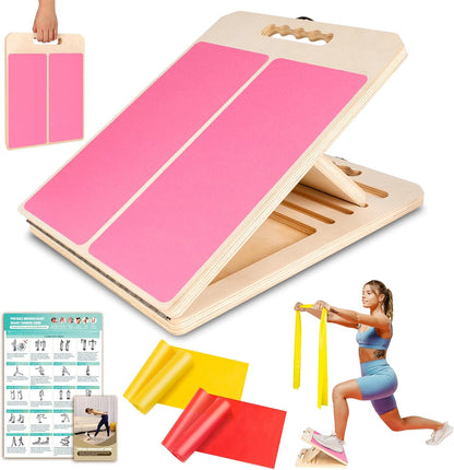 Calf Stretch Slant Board with Resistance Band, 300lb Portable Incline Board