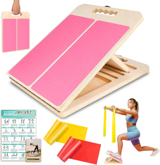 Calf Stretch Slant Board with Resistance Band, 300lb Portable Incline Board