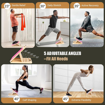 Calf Stretch Slant Board with Resistance Band, 300lb Portable Incline Board