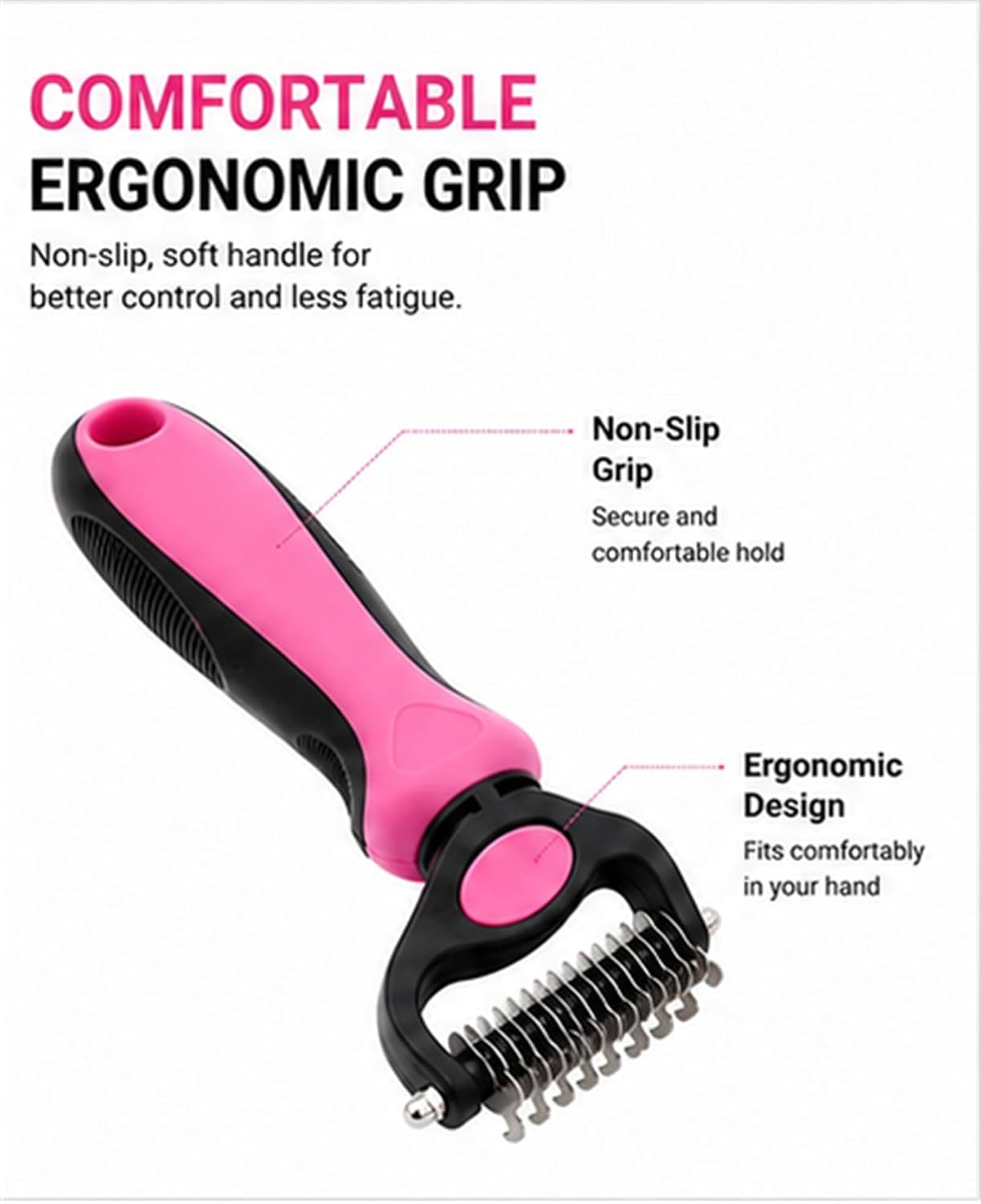 Professional Deshedding Tool Dogs & Cats - Gentle, Efficient & Fur, Pet Grooming Brush, Dog & Cat Grooming Tool，Pink：Small