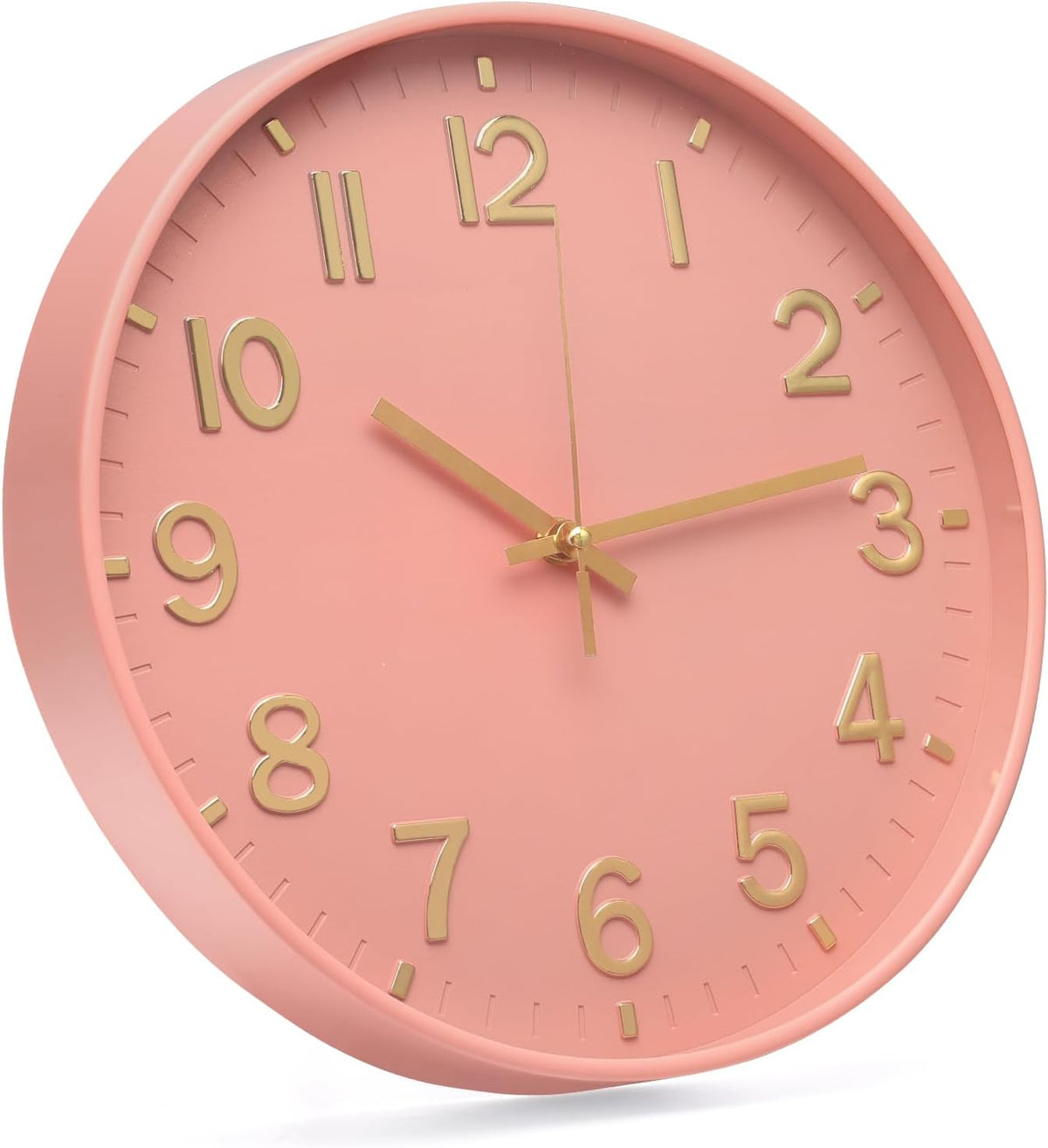 Wall Clock 12 Inch Pink Modern Simple Quartz Decorative Clock Non-Ticking Silent Battery Operated Round Wall Clocks Trendy and Practical Best Gift for Living Room Bedroom Kitchen Office
