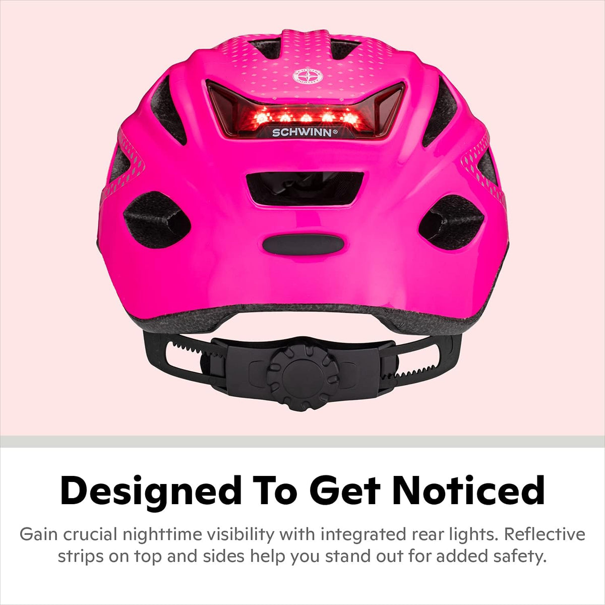 Beam Lighted Helmet, Size 58 - 62 cm for Riders Ages 14+, Rear LED Light, Reflective Strips, Adjustable Dial and Straps, 17 Air Vents, Removable Visor, Bike Helmet
