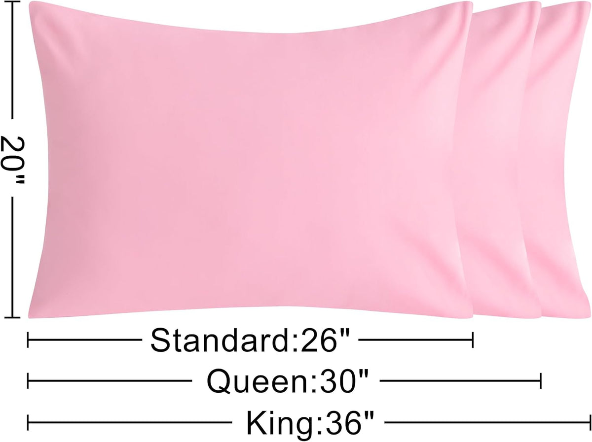100% Pure Cotton Standard Pillow Case, 2 Pack, 20x26, Pink