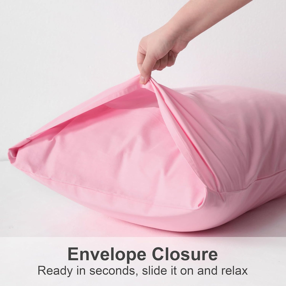 100% Pure Cotton Standard Pillow Case, 2 Pack, 20x26, Pink