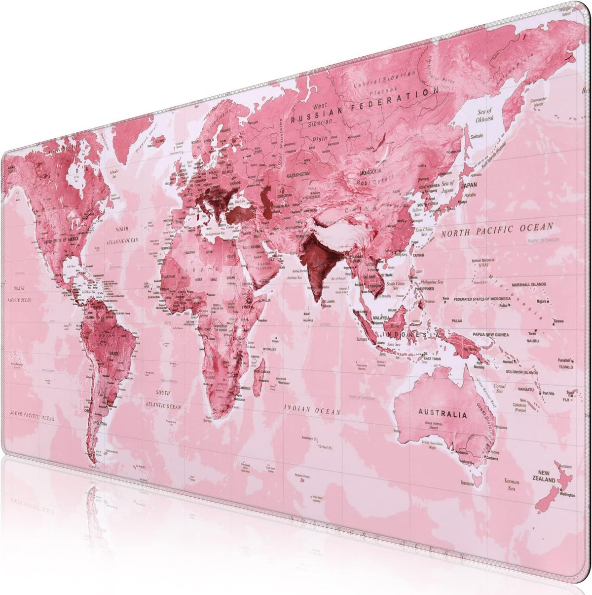 Gaming Mouse Pad,35.4x15.7 in Desk Pad,Pink World
