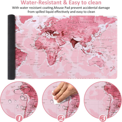 Gaming Mouse Pad,35.4x15.7 in Desk Pad,Pink World