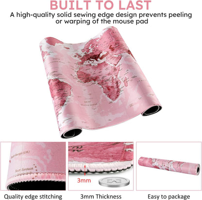 Gaming Mouse Pad,35.4x15.7 in Desk Pad,Pink World