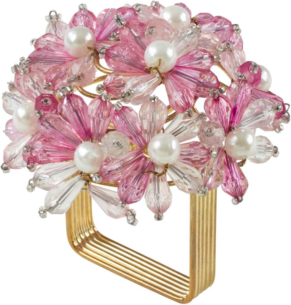 Beaded Floral Napkin Rings (Set of 4)