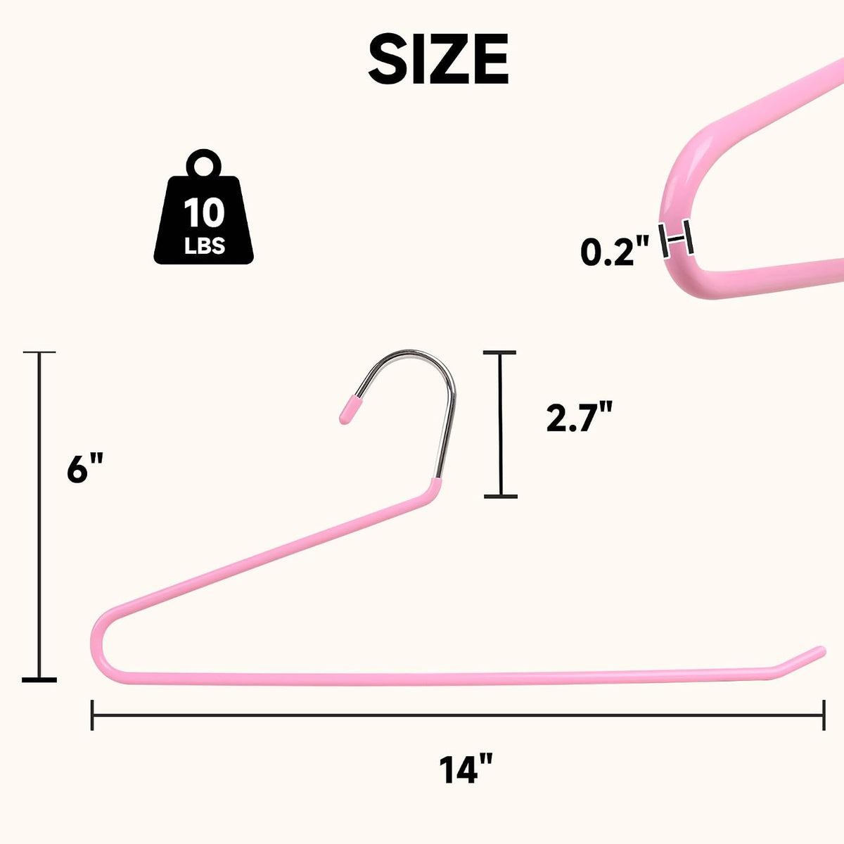 Metal Pants Hangers with Non-Slip Coating, Pink, 24-Pack