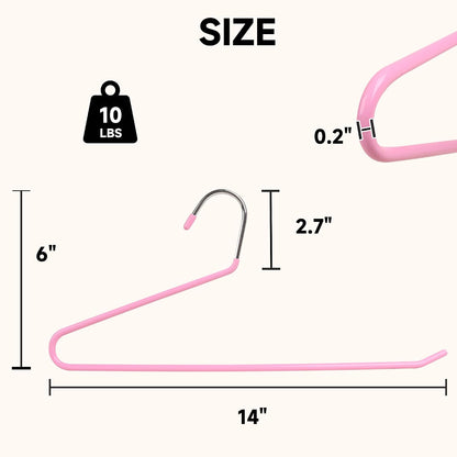 Metal Pants Hangers with Non-Slip Coating, Pink, 24-Pack