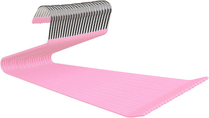Metal Pants Hangers with Non-Slip Coating, Pink, 24-Pack