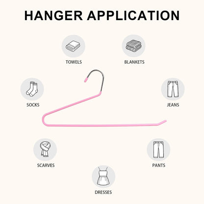 Metal Pants Hangers with Non-Slip Coating, Pink, 24-Pack