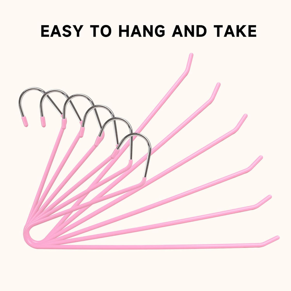 Metal Pants Hangers with Non-Slip Coating, Pink, 24-Pack