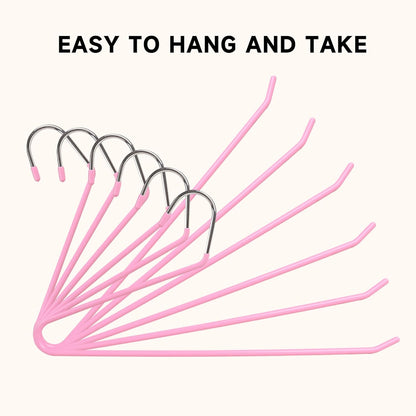 Metal Pants Hangers with Non-Slip Coating, Pink, 24-Pack
