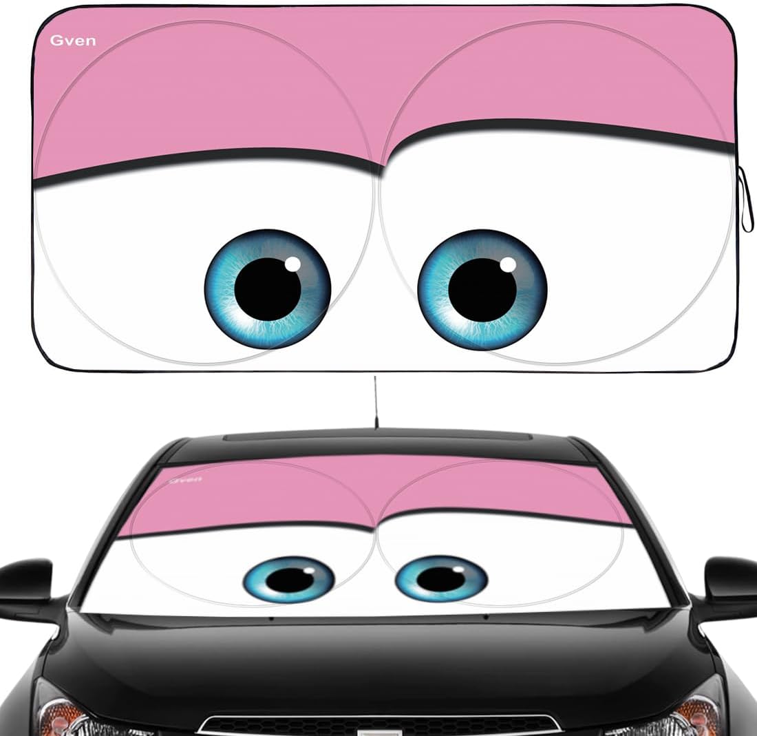 Windshield Sun Shade Universal Fit for Car Window Sunshades Cover Automotive Interior Sun Protector Accessories for Compact& Midsize Sedan,Com& Subcompact SUV,Small Pickup,Wagon (Pink, S)
