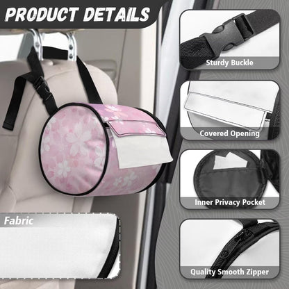 Pink Bathroom Hanging Toilet Paper Tissue Holder Wall Mounted Tissue Towel Roll Holder with Adjustable Strap Easy Installation,Cherry Blossom