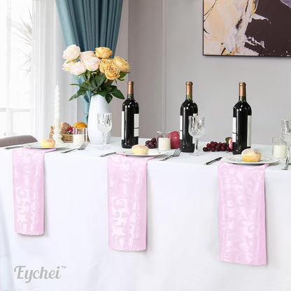 12 Pack Blush Pink Satin Napkins 17 x 17 Inch - Silky Soft Jacquard Damask Table Cloth Set, Square Fabric Dinner Napkins for Wedding, Banquet, Party Decoration
