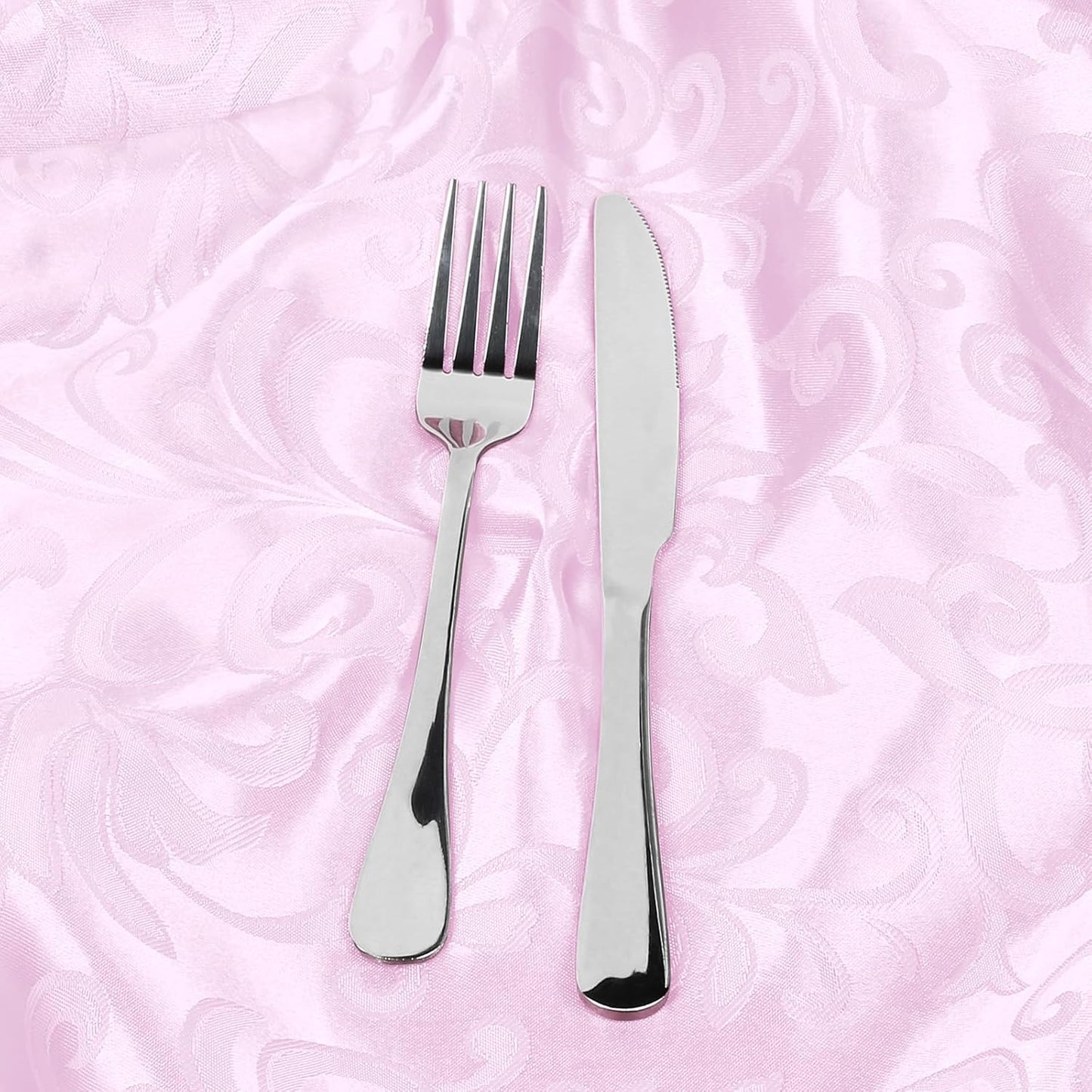 12 Pack Blush Pink Satin Napkins 17 x 17 Inch - Silky Soft Jacquard Damask Table Cloth Set, Square Fabric Dinner Napkins for Wedding, Banquet, Party Decoration
