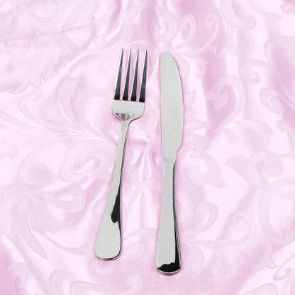 12 Pack Blush Pink Satin Napkins 17 x 17 Inch - Silky Soft Jacquard Damask Table Cloth Set, Square Fabric Dinner Napkins for Wedding, Banquet, Party Decoration