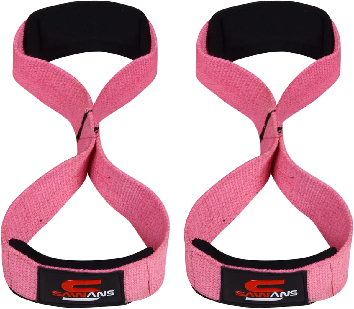 SAWANS Lifting Straps Padded Grip Figure 8 Wrist Straps Weight Heavy Duty Double Loop Bodybuilding Training Gym Straps Hand Bar Non Slip Deadlift Support Strong Cuffs Powerlifting