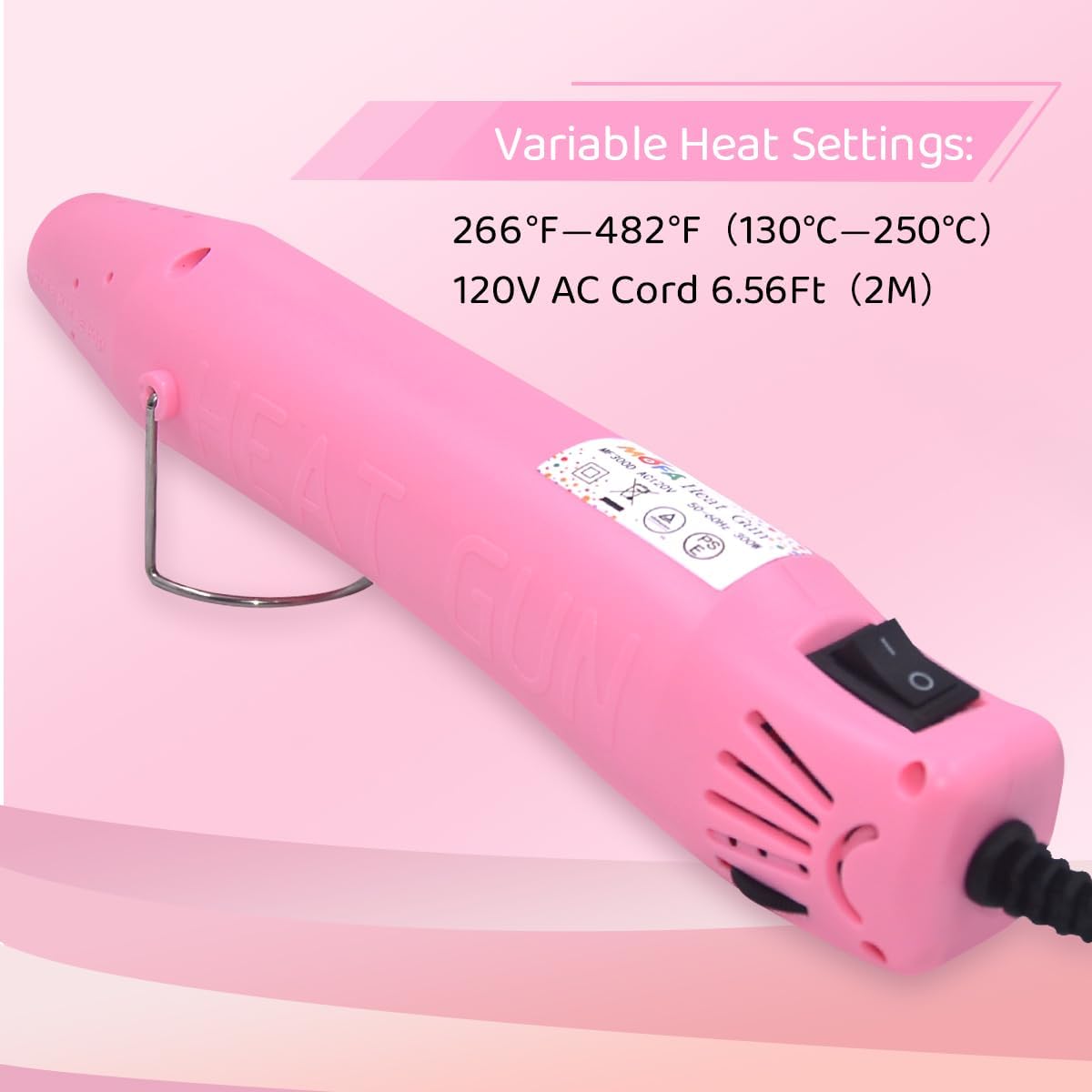 Resin Heat gun,6.6ft Cable 300W Hot Air Gun for Crafting,Acrylic Paint Dryer Multi-Purpose Electric Heating Nozzle (Pink Temp Regulation)