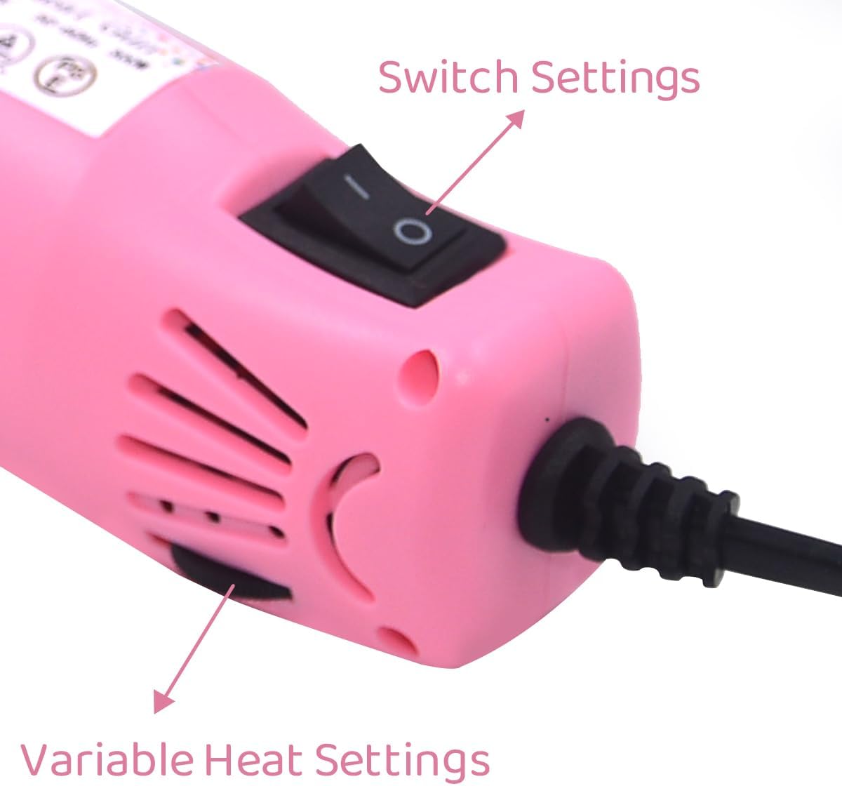 Resin Heat gun,6.6ft Cable 300W Hot Air Gun for Crafting,Acrylic Paint Dryer Multi-Purpose Electric Heating Nozzle (Pink Temp Regulation)