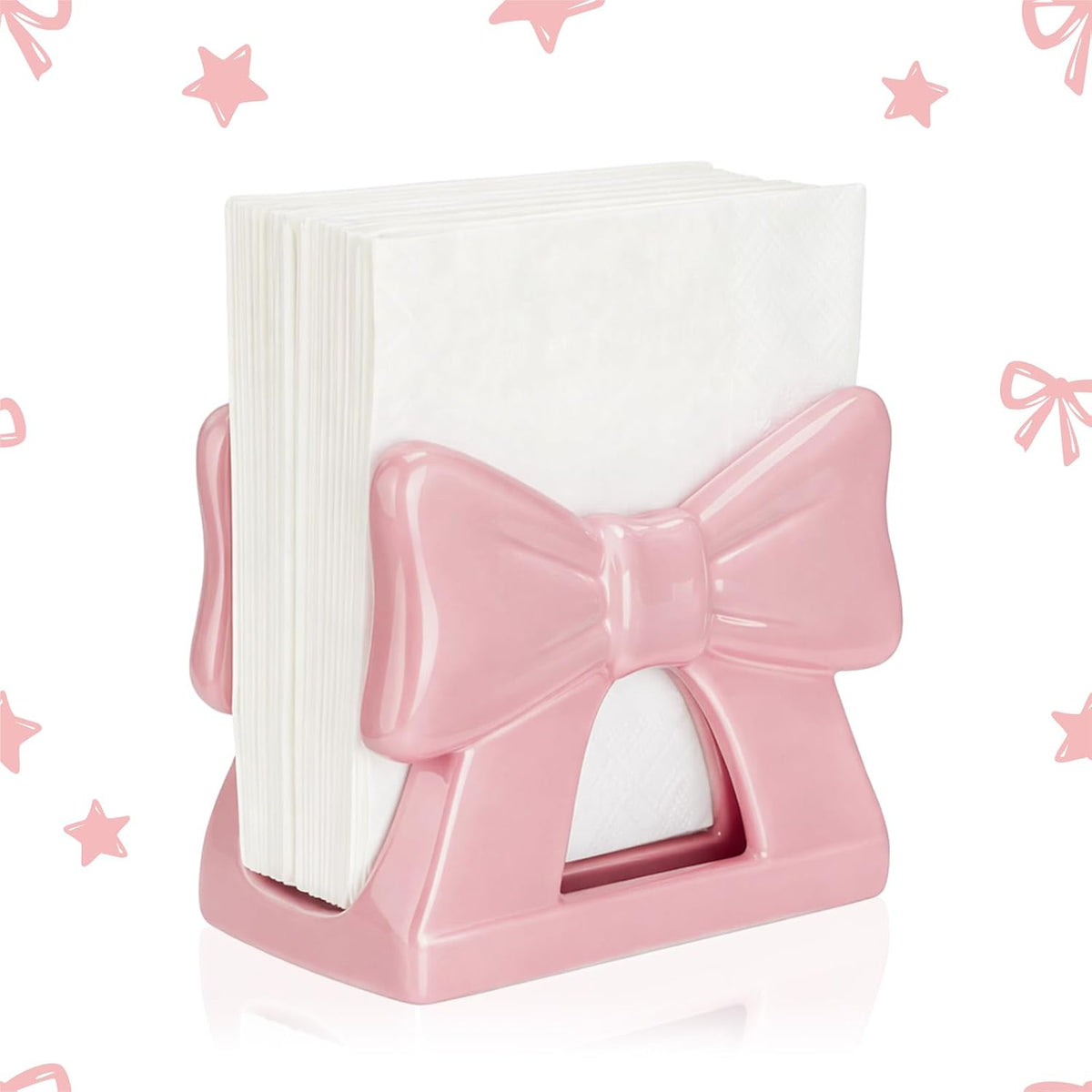 Pink Bow Napkin Holder for Table Cute Coquette Bow Kitchen Decoration Gifts