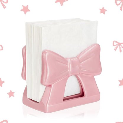 Pink Bow Napkin Holder for Table Cute Coquette Bow Kitchen Decoration Gifts
