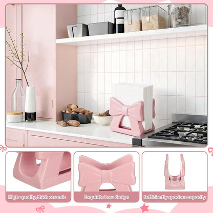 Pink Bow Napkin Holder for Table Cute Coquette Bow Kitchen Decoration Gifts