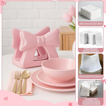 Pink Bow Napkin Holder for Table Cute Coquette Bow Kitchen Decoration Gifts