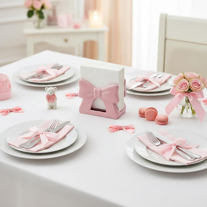 Pink Bow Napkin Holder for Table Cute Coquette Bow Kitchen Decoration Gifts