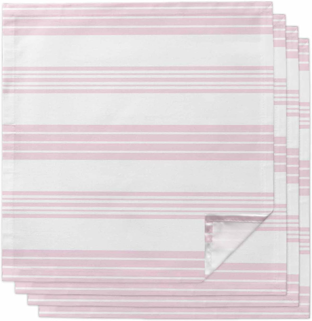 Pink Stripes Cloth Napkins Set of 4, Holiday Napkins for Baby Shower, Modern Boho Simple Lines Art Washable Reusable Dinner Napkin for Cocktail Wedding Party, 20 x 20 Inch