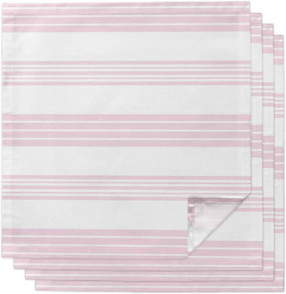 Pink Stripes Cloth Napkins Set of 4, Holiday Napkins for Baby Shower, Modern Boho Simple Lines Art Washable Reusable Dinner Napkin for Cocktail Wedding Party, 20 x 20 Inch