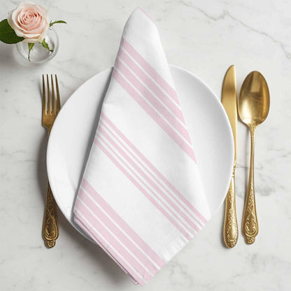 Pink Stripes Cloth Napkins Set of 4, Holiday Napkins for Baby Shower, Modern Boho Simple Lines Art Washable Reusable Dinner Napkin for Cocktail Wedding Party, 20 x 20 Inch