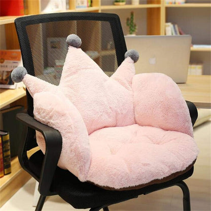 Crown Office Soft Cushion Plush Comfort Seat Pad Cozy Warm Seat Pillow Armchair Seat Support Relieves Back Coccyx Sciatica and Tailbone Pain Relief Chair Cushions for Home Office Sofa Car Wheelchair